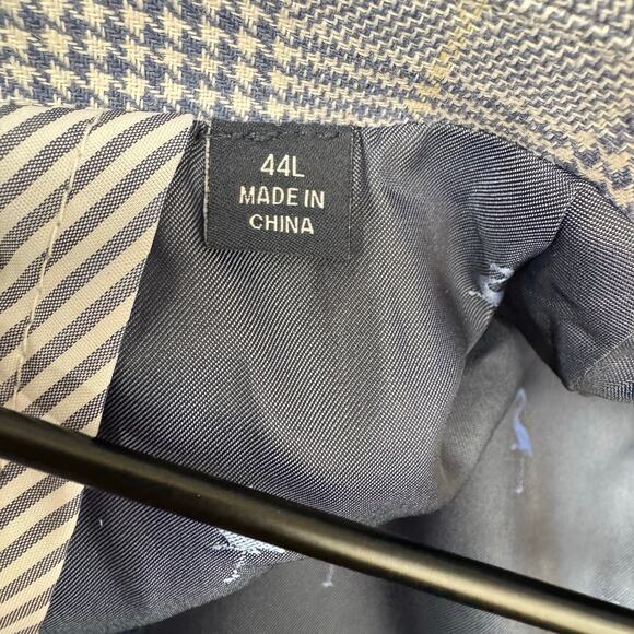 Tailorbyrd Blazer Mens Size 44L Blue Plaid Windowpane Linen & Cotton Preppy - Picture 4 of 8